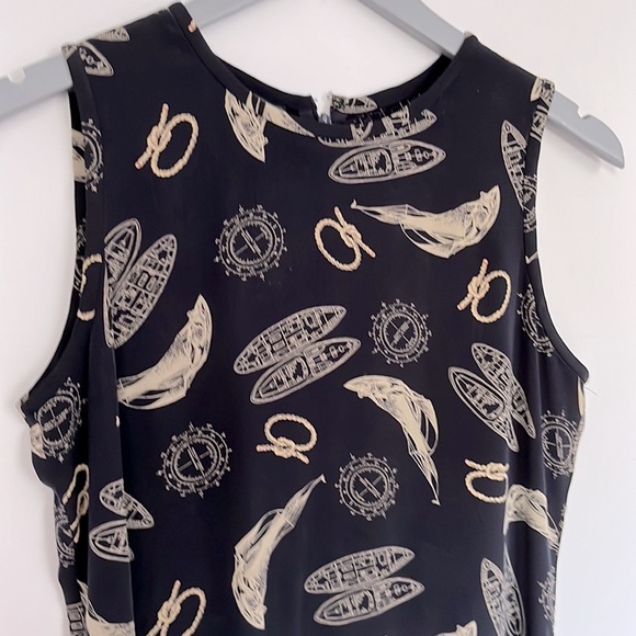 Lauren Ralph Lauren Silk Nautical Blue and White Midi Dress, size 4 - Picture 3 of 4